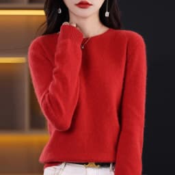 2026 New Cashmere Basic Top Long Sleeve Women O-Neck Knitted Sweater 100% Pure Merino Wool Pullover Clothing Knitwear Traf