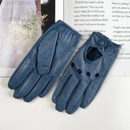 Thin Women's Sheepskin Driver Gloves Summer Breathable Snap Button Colored Genuine Leather Gloves