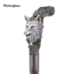 Silver Resin Wolf Head Tree Root Walking Cane Stick for Cosplay Everyday Use with Deluxe Box 93cm Performance Stage Cane