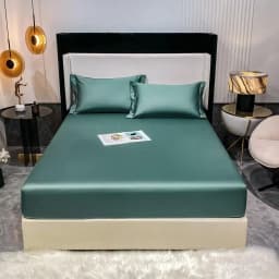 1000TC Premium Egyptian Cotton Fitted Sheet Elastic Bed Sheet, Solid Plain Long Staple Natural Cotton Bed Sheet Pillowcases