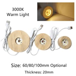 Dimmable Wooden USB Switch Desktop Decorative Lights Colorful Gradient Remote Control Light Base Display Light Support Ornament