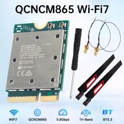 Fenvi WiFi 7 QCNCM865 M.2 Card Bluetooth 5.3 Up to 5.8Gbps with Antennas Wireless Network Adapter WiFi 6E WiFi6 for Windows 11