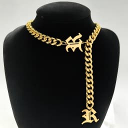 DUOYING Gothic Initial Letter Drop Choker Necklace Gold Plated Thick Cuban Link Chain Old English for Women Custom Jewelry Gif