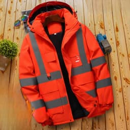 High-Speed Reflective Thickened Cotton Jacket Men's Fleece-Lined Printed Workwear Winter Outdoor Style Removable Hat Business...