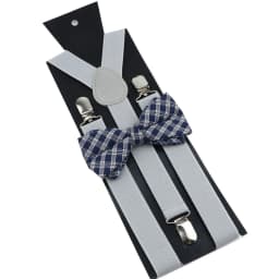 Cotton Brown Plaid Bowtie Suspender Set Elastic Braces Men Black Grey Butterfly Straps Wedding Dress Suit Skirt Accessories Gift