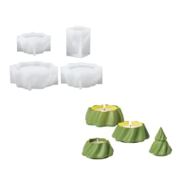 Blooming Stacking Christmas Tree Candle Jar Silicone Molds for Concrete Jesmonite Cement DIY Christmas Craft Gifts