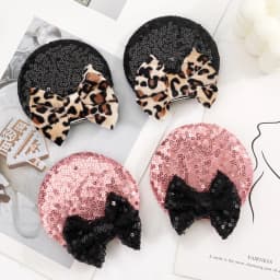 4Pcs Sequin Mouse Ears Hair Clips Glitter Hair Bows Cute Mice Ears Hair Clip Barrettes for Women Girls Hair Accessories for Part