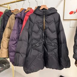 Schinteon Women White Down Jacket with Hood Solid Color Loose Casual Warm Autumn Winter A-lined Outwear Parka Coat 2026 New