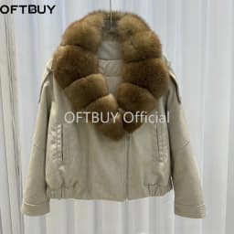 OFTBUY 90 Duck Down Real Fox Fur Collar Luxury Women New Winter Down Jacket Female Loose Short Puffer Coat Thick Warm Outerwear