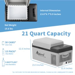 Alpicool C20 portable compressor fridge freezer 21Quart(20Liter) for car and home - 12V/24V DC and 110V AC