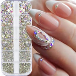 12grids Red Nail Gems Rhinestones 2/3/4/5mm Flat-Back Nail Crystal Diamond SS6/10/16/20/30 Mixed Luxury Glass Rhinestones Charms
