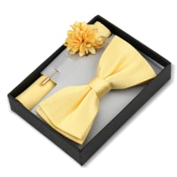 Bowtie Man Flower Brooch Set With Box Pocket Square Butterfly Lapel Pin Bow Tie Set For Men Wedding Suit Accessories Gift Cravat