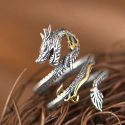 Buyee 925 Sterling Silver Unique Big Ring Elegant Chinese Dragon Open Ring Finger for Men Rock Punk Fine Jewelry Circle Gift