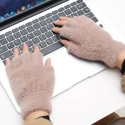 Lovely Fluffy Plush Fingerless Gloves Students Write Type Women Mink Soft Winter Warm Half Fingers Gloves Girls Knitted Mittens