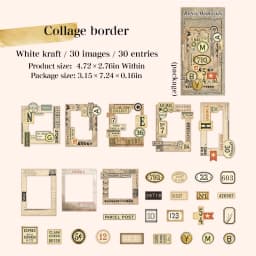 30 Sheets Vintage Memory Series Border Insect Collage Stickers for Scrapbooking DIY Frame Decals Computer Laptop Phone Luggage