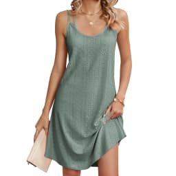 New Women's Solid Color Round Neck Suspender Loose Sleeveless Dress Fashion Summer Sexy Backless Beach Vacation Short Dress 2025
