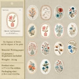 45 Sheets/Bag Floral Theme Envelope Sealing Boxed Stickers for DIY Scrapbook Background Phone Case Notebook Decoration Craft