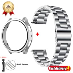 Metal Starp+Case for Samsung Galaxy Watch6 Classic 43mm 47mm PC Case for Galaxy Watch6 5 40mm44mm Stainless Steel Bracelet Strap