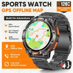 Men Military Built-in GPS Smart Watch Offline Map Navigation 1200mAh Battery Altimeter Compass Sports Watch For iOS Android 2026
