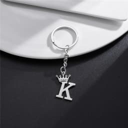 Unique DIY Crown Stainless Steel A-Z Letters Pendant Keychains for Men Women 26 Alphabet Car Key Ring Name Jewelry Keyrings Gift