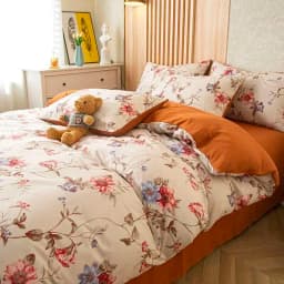 1PC Floral Washed Cotton Duvet Cover - Single/Queen/King Size Housse De Couette 이불커버 Funda Nórdica (No Pillowcase)