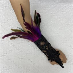 1PC Sexy Lace Feather Gloves Gothic Mesh Sleeve Halloween Party Wedding Stage Dance Performance Sleeve Wrist Cuffs Gloves