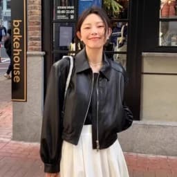 Early Spring Black Short Leather Jacket Women's Stylish Unique Hong Kong Style Zipper Loose Fit No Fur PU Material