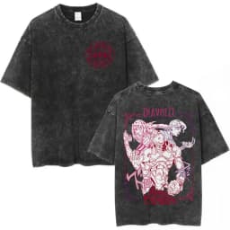 Vintage Washed Anime Jojo Bizarre Adventure T-shirt Giorno Giovanna Manga Graphic T-shirts Men's Clothing Cotton Casual T shirts