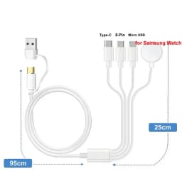 4 in 2 USB Charger Cable for Samsung Galaxy Watch 7/6/5 Pro/4/3 Charging Dock,USB Type C Cord for S23/S22/S20 Phone & Micro USB