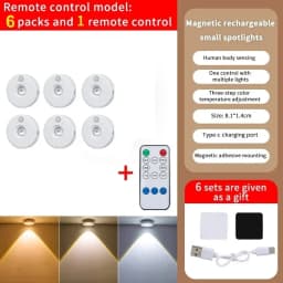 LED Motion Sensor Night Light Wireless Under Cabint Lights Dimmable USB Rechargeable Lighting Kitchen Aisle Closet Home Decor