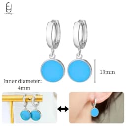 925 Sterling Silver Needle Exquisite Turquoise Silver Earrings for Women Blue Crystal Geometry Pendant Earrings Luxury Jewelry