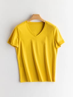 SuyaDream Women Solid T Shirts, Silk Cotton Blend, O Neck, Short Sleeved Solid Tee, 2025 Summer Candy Colors Basic Cozy Top Gree