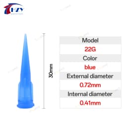 100Pcs 22G TT Plastic Tapered Pinhead Liquid Dispenser Needles Tip Blue Plastic Gle Needle, for Refilling Glue Fluid