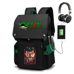 One Piece Zoro Print School Backpack Large Capacity Casual Daypack Travel Bag for Kids Teens