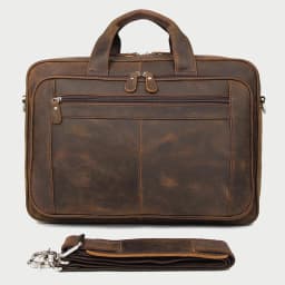 High Quality Genuine Leather Men Briefcase Business Bag Crazy Horse Leather Large 17'inch Laptop Bag Male Portfolio Office Case