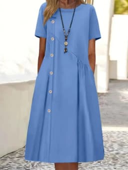 Women New Loose Boho Button Pockets Vintage Ruffles Befree Summer Elegant Party Dress Summer Party Maxi Dresses