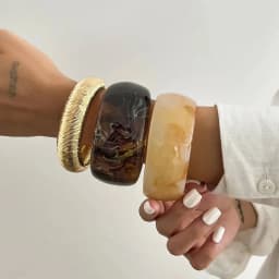 IngeSight.Z 3 Style Vintage Geometry Resin Acrylic Thick Wide Bracelets for Women Punk Geometry Round Bangles Steampunk Jewelry