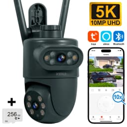 KERUI 5K 10MP HD Wifi PTZ IP Camera Outdoor Dual Lens Dual Screen AI Auto Tracking CCTV Audio Video Surveillance TUYA SMART