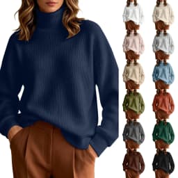 Women Fall Winter Pure Color Long Sleeved High Neck Round Neck Knitted Pullover Sweater Light Sweat Shirts Women