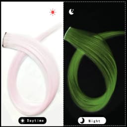 20 Inch Glow in the Dark Hair Extensions Clip Luminous Colored Hairpieces Party Rainbow Hair Clips Synthetic Straight Wig