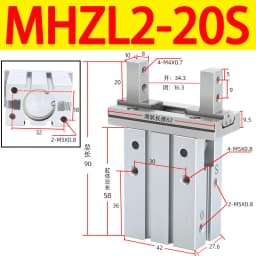 MHZL2 Pneumatic Gripper Double Acting Air Finger Cylinder 10S 16S 20S 25S 16D 20D 25D Parallel Gripper