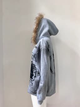 2025 Personalized Spray Painted Pattern Hooded Loose Casual Versatile Couple Style Hooded Sweatshirt Y2K, Paired with a Fringed
