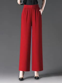 Summer Thin High Waist Draped Wide Leg Pants Women's Pleated Linen Straight Cut Loose Fit Nine Points Slimming Trousers