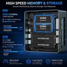 Maxtang H255 AMD Ryzen 7 H 255 Gaming Mini PC 2*DDR5 2*M.2 2280 SSD WiFi6 BT5.2 2*.5G LAN USB4 Desktop MINI PC Gamer Computer