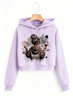 Vintage Dramatic Lady Print Autumn Winter Cropped Sweatshirt Crop Top Hoodie Y2k Sweatshirts Gothic Casual Style Clothes
