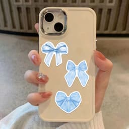 50PCS Blue Cartoon Bow Stickers Exquisite and Cute Handbooks Material Phone Cases Laptop Suitcases Water Cups Waterproof Sticker