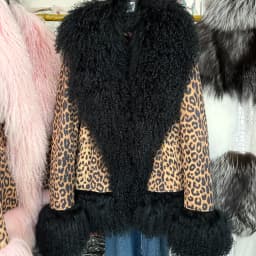 YOLOAgain Real Mongolia Sheep Fur Collar Real Leather Jacket Coat Women