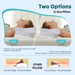 MCQ Ergonomic Side Sleeper Pillow Memory Foam With Cooling Breathable Cover Ergonomic Cervical Pillow Comfort for Contour Support for Bed Sleeping Removable Washable Cover Design For Home Bedroom