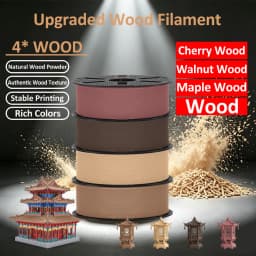 JAYO 3D Wood PLA Printer Filament 1.75mm 15% Real Wood Fibers Dimensional Accuracy +/- 0.02mm Fits Most FDM 3D Printers 4 Rolls
