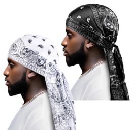 Amoeba Print Silky Durag Bandanas Long Tail Pirate Turban Cap Cashew Flower Durag Turban Outdoor Cycling Riding Street Hat Hijab